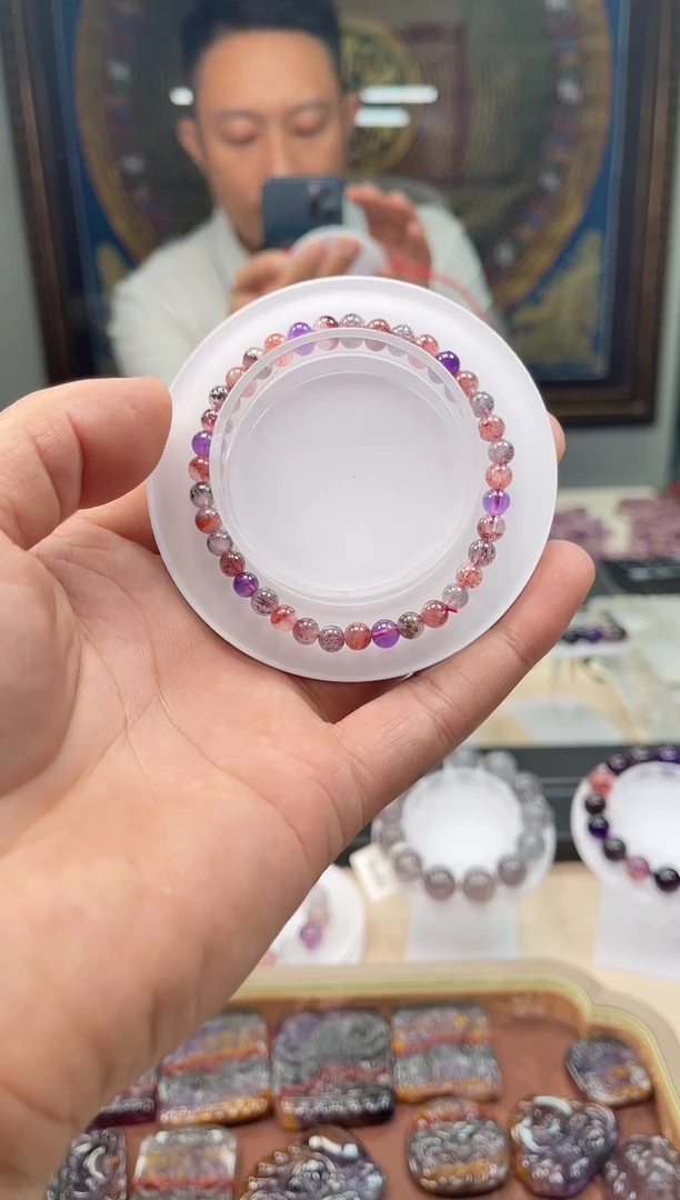 未镶嵌手串水晶超七金草莓6mm 多样性发一
