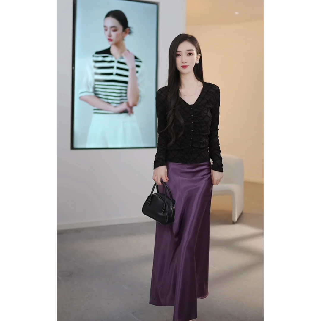 【商场同款】优雅内搭新款提花网眼针织小衫Y314311855