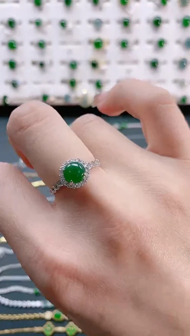 【闪购商品】翡翠戒指银S925镶嵌天然翡翠