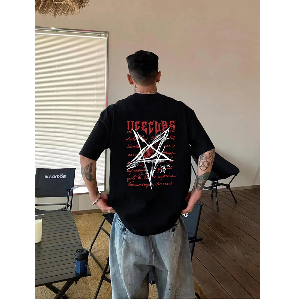 美式复古重磅短袖t恤男潮牌宽松个性男士纯棉半袖高街潮流上衣