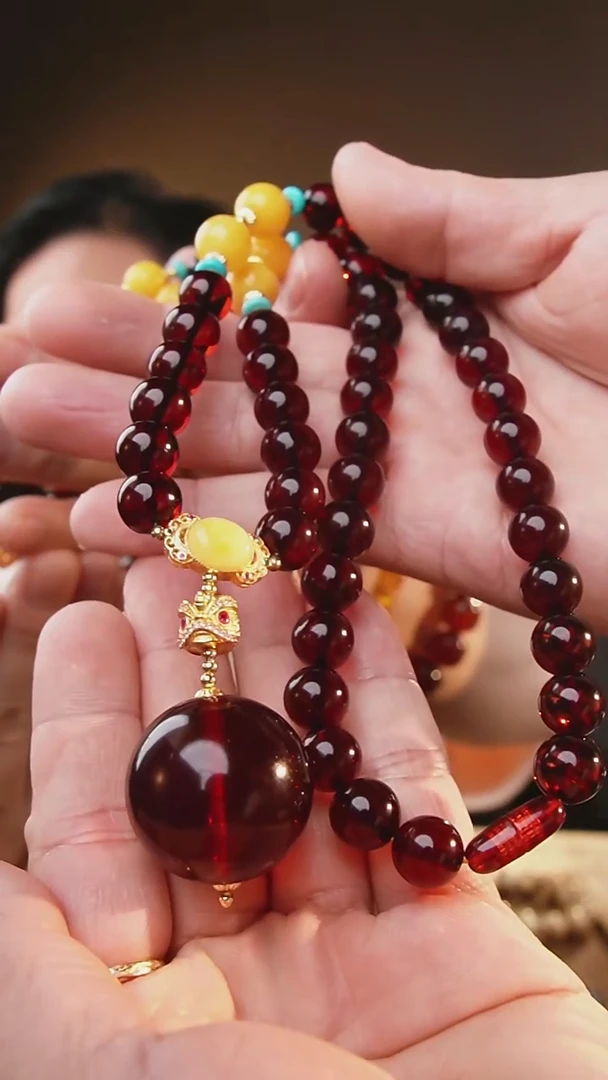 裸石琥珀未镶嵌27+大株子吊坠天然琥珀毛衣链