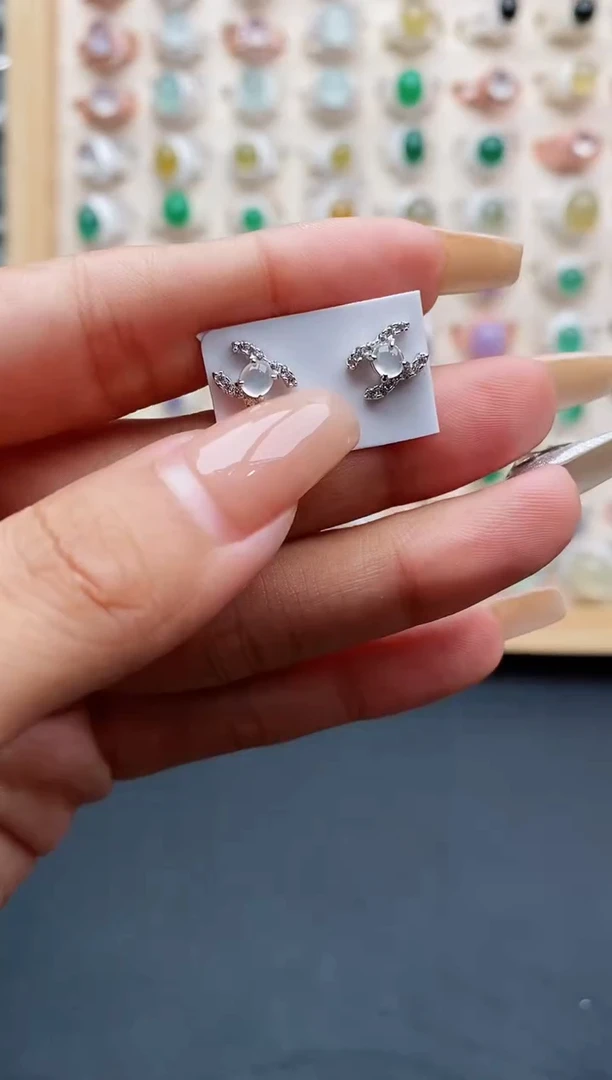 翡翠戒指银S925镶嵌缅甸天然A货翡翠222 4-2