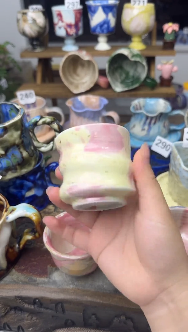 杯子景德镇高温颜色釉杯杯【带铁黑点是正常现象介意勿拍】