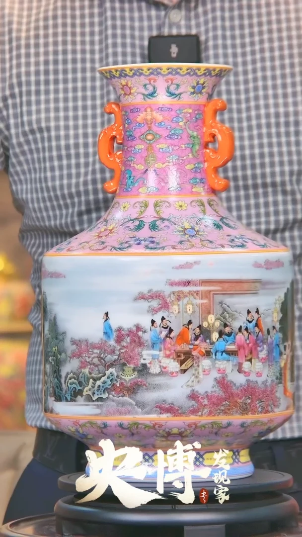 【闪购商品】摆件桃李夜宴双耳尊/景德镇陶瓷摆件