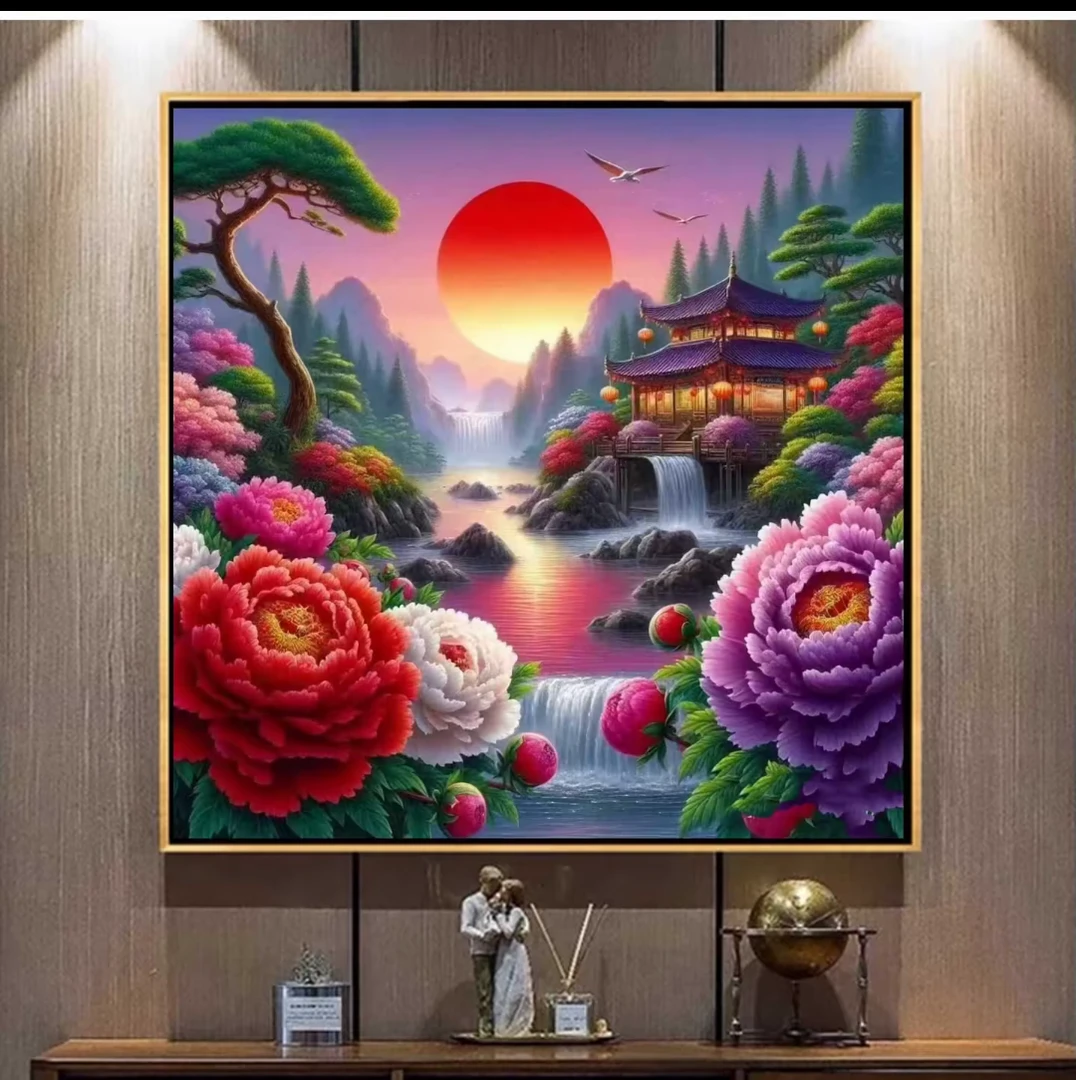 【120】落日余晖 大格75x75 满绣无勾边十字绣套件