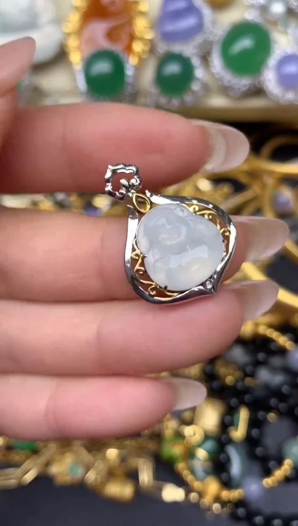 翡翠18K金镶嵌颈饰263-雪姐翡翠天天见