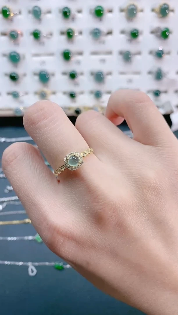 【闪购商品】翡翠戒指银S925镶嵌天然翡翠