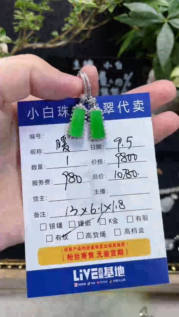 吊坠(不含链)18K金镶嵌翡翠暖*耳饰