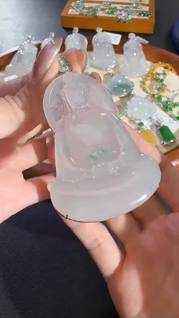 翡翠18K金镶嵌吊坠(不含链)【源头工厂】钻石镶嵌