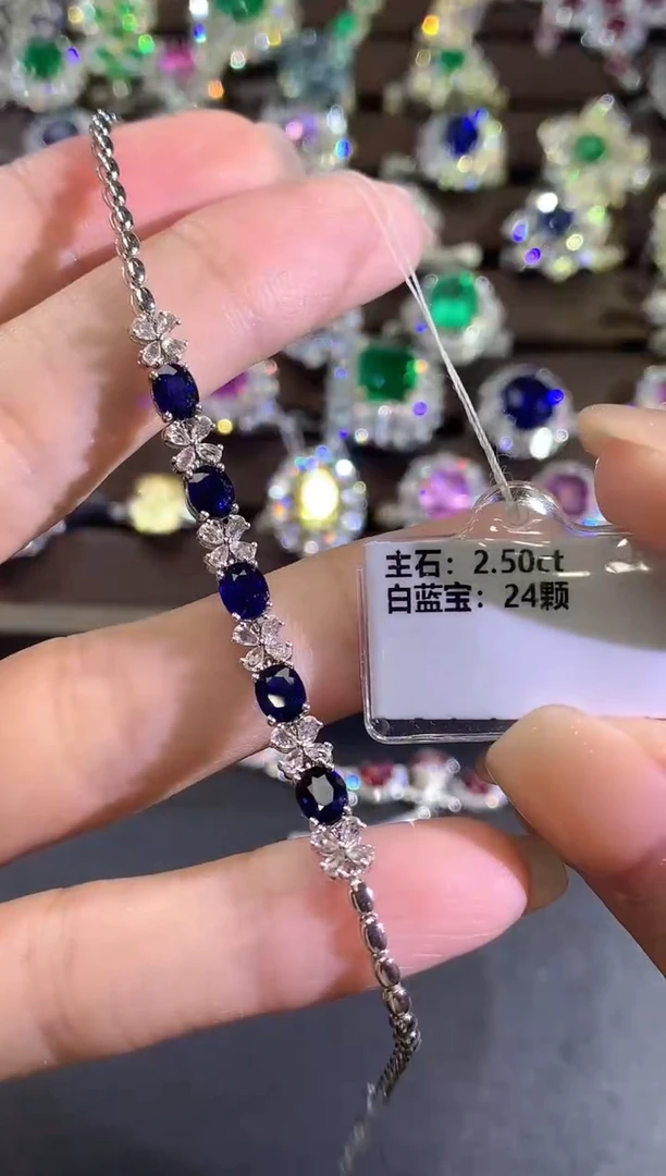 手链蓝宝石18K金镶嵌a355