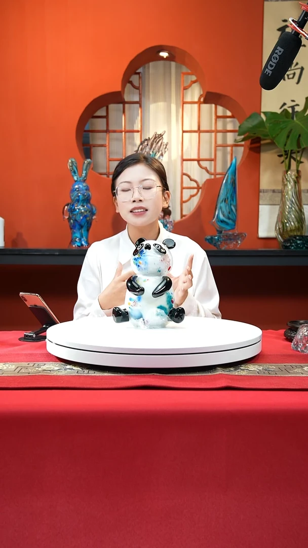 手工艺品琉璃大熊猫摆件