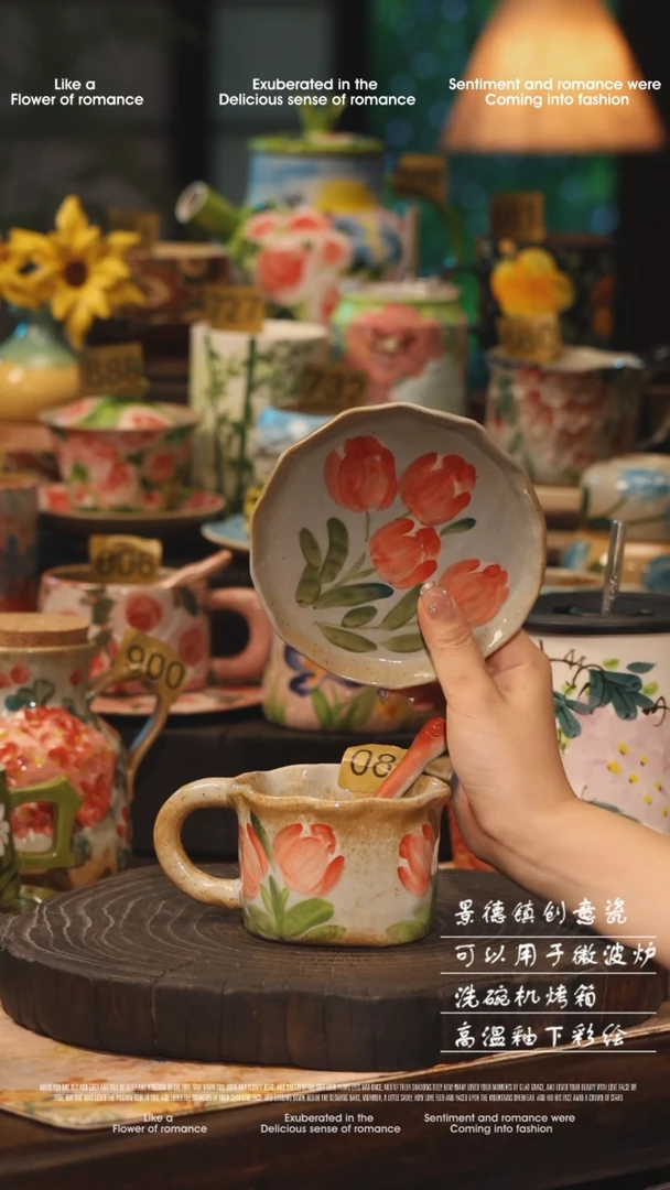 陶瓷088景德镇高温釉下彩绘设计师款式