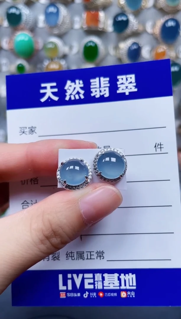 银S925镶嵌翡翠耳饰187