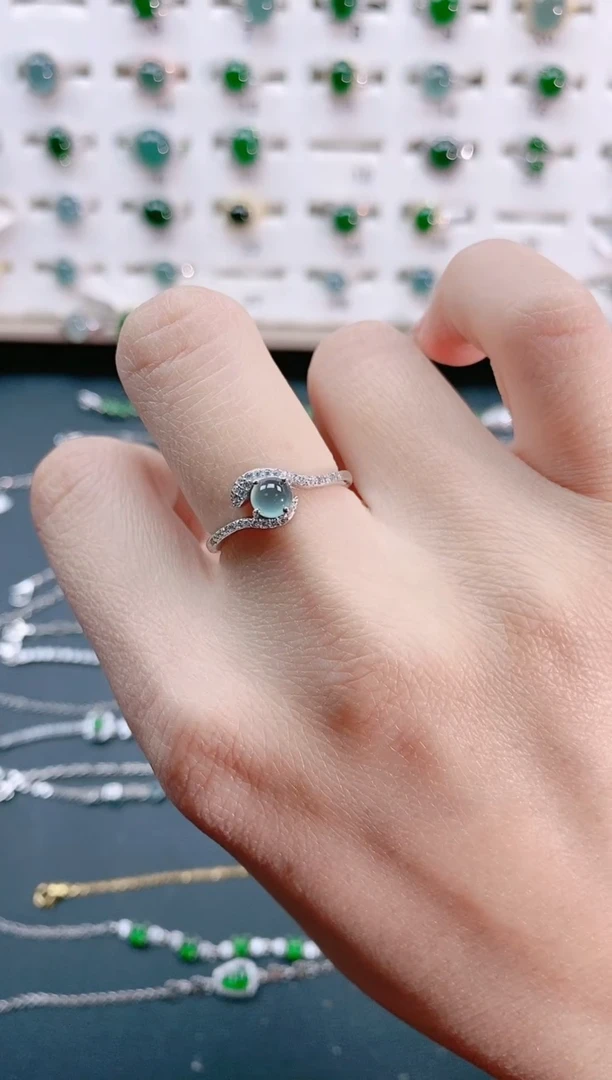 【闪购商品】翡翠戒指银S925镶嵌天然翡翠