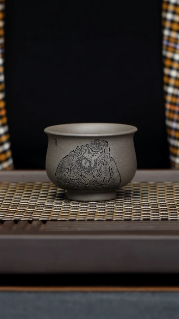 茶杯紫泥炉式杯原矿零添加青灰紫泥纯手工制作150毫升