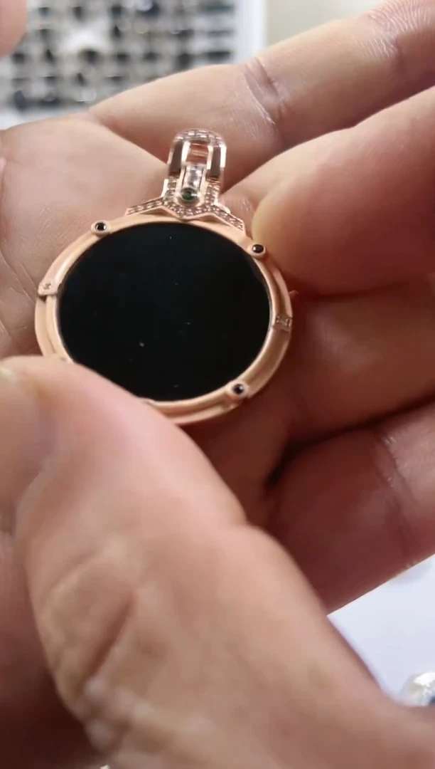 吊坠(赠链)银S925镶嵌翡翠圆牌