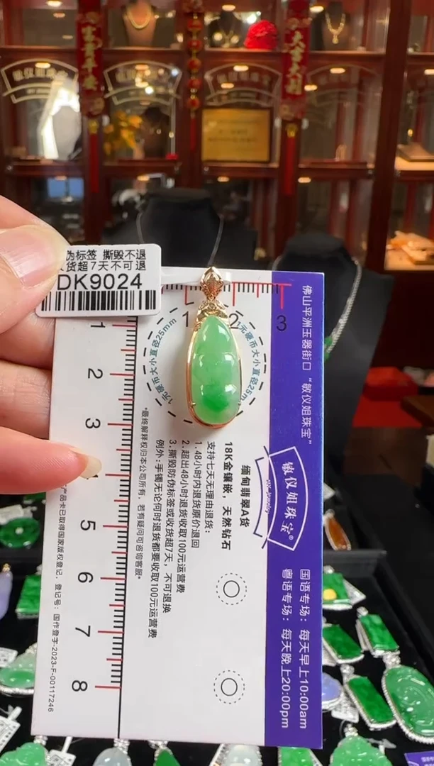 颈饰18K金镶嵌翡翠DK9024冰绿豆豆