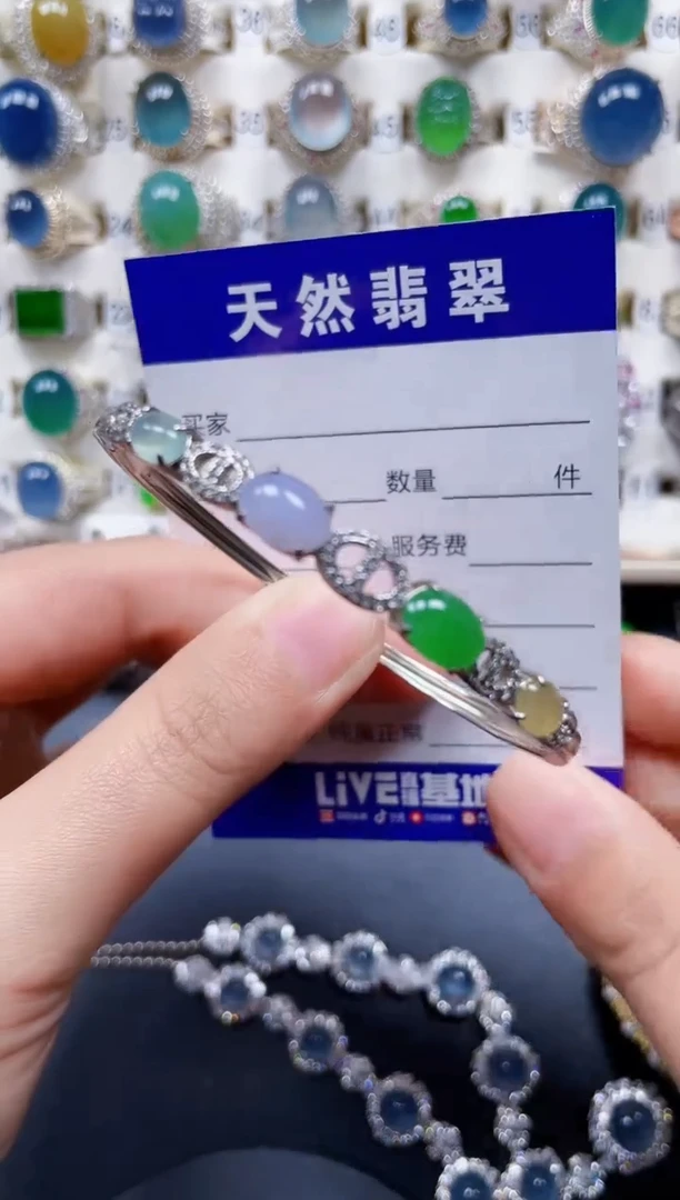 银S925镶嵌手镯翡翠235