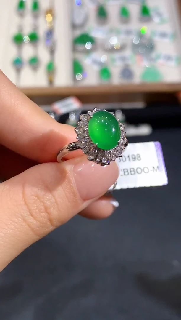 翡翠戒指18K金镶嵌YS130198多样性发其一