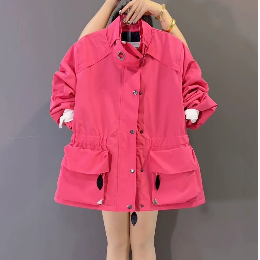 2025秋冬新款重工设计显瘦百搭加棉冲锋衣外套