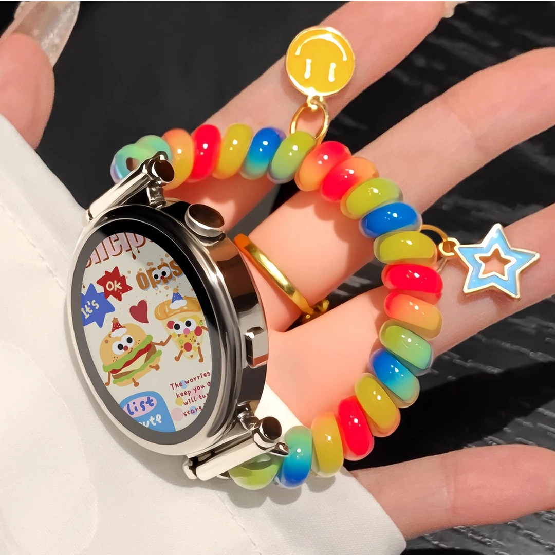 适用小米手环10/9/8表带9pro夏日可爱创意线圈华为GT5pro腕带女款