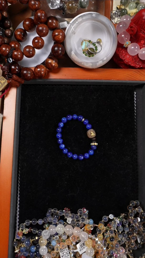 银S925镶嵌手链水晶蜡*心蓝晶手链