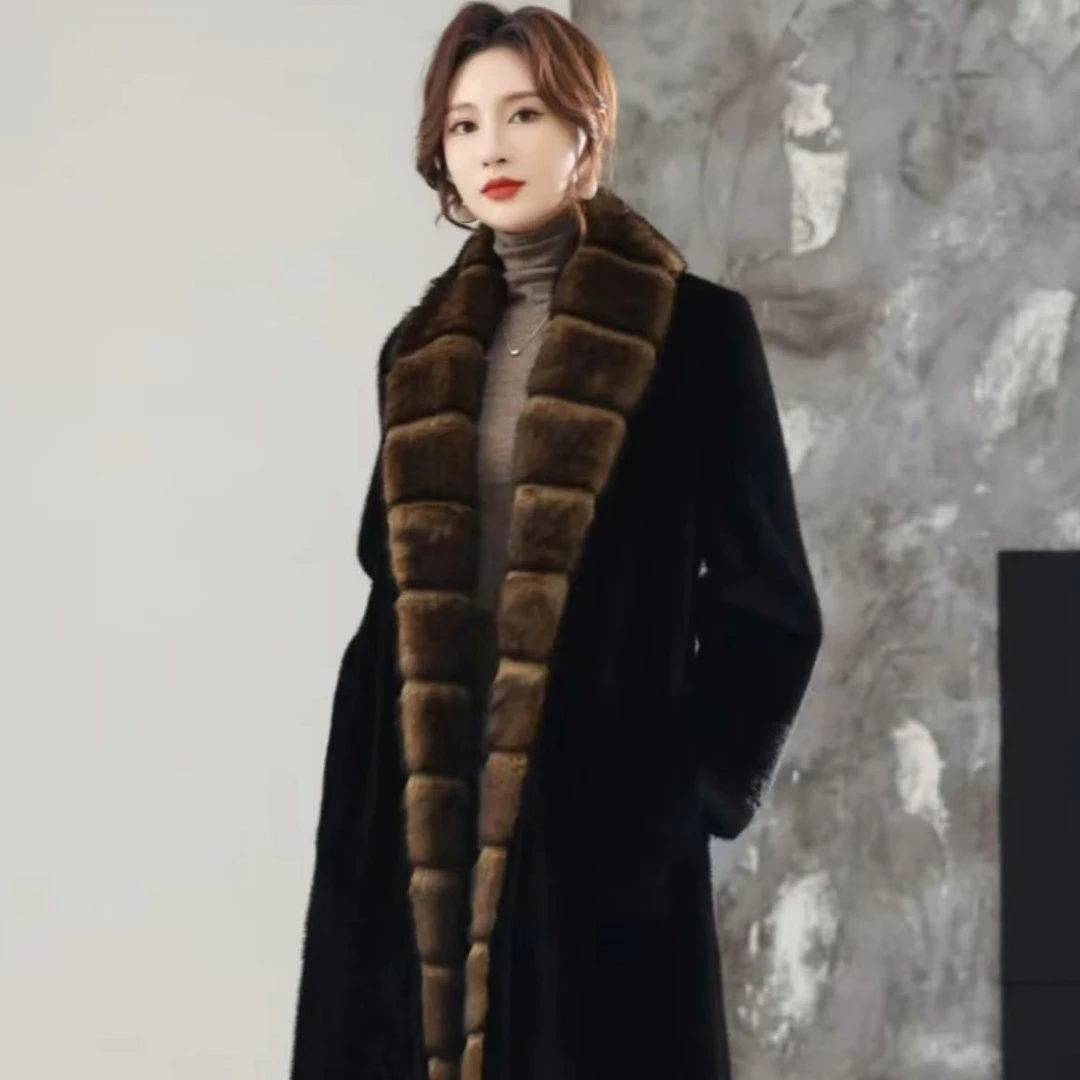 2024新款欧美时尚贵妇设计师品牌毛草外套女