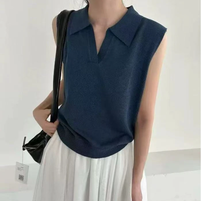 8178号2541#纯色简约百搭休闲无袖针织背心（预）