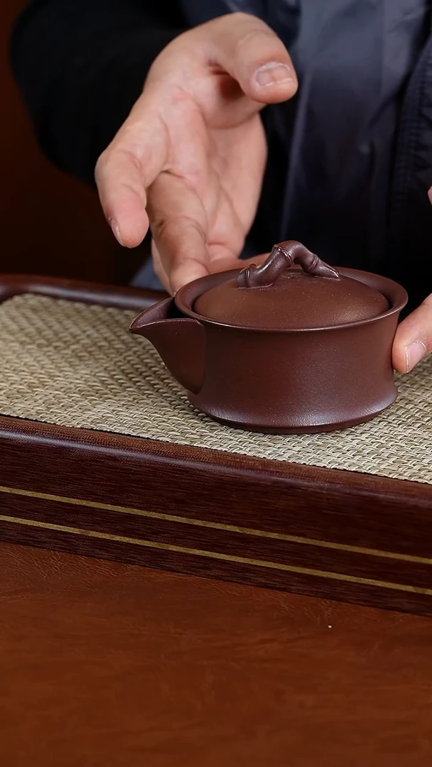 茶杯紫砂石红手抓壶