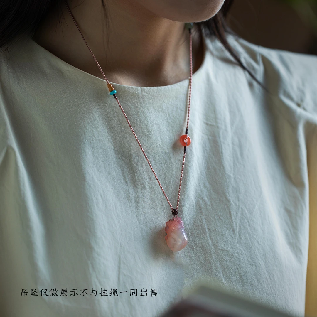 平安扣项链挂绳编织玉石吊坠专用绳女佛牌挂脖挂件可调节绳子