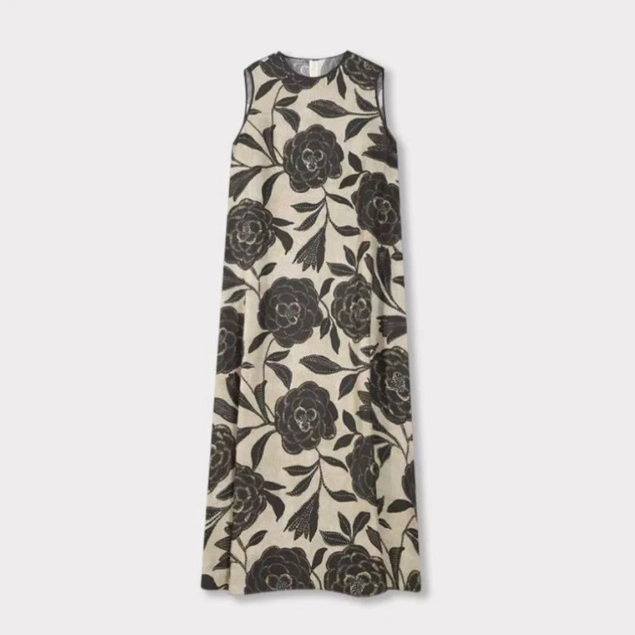 【山茶花之恋】100桑蚕丝国风高奢背心连衣裙82501753