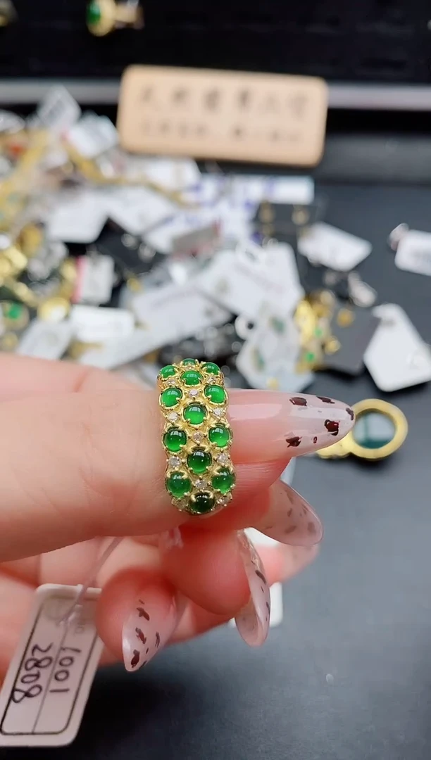 银S925镶嵌戒指翡翠1