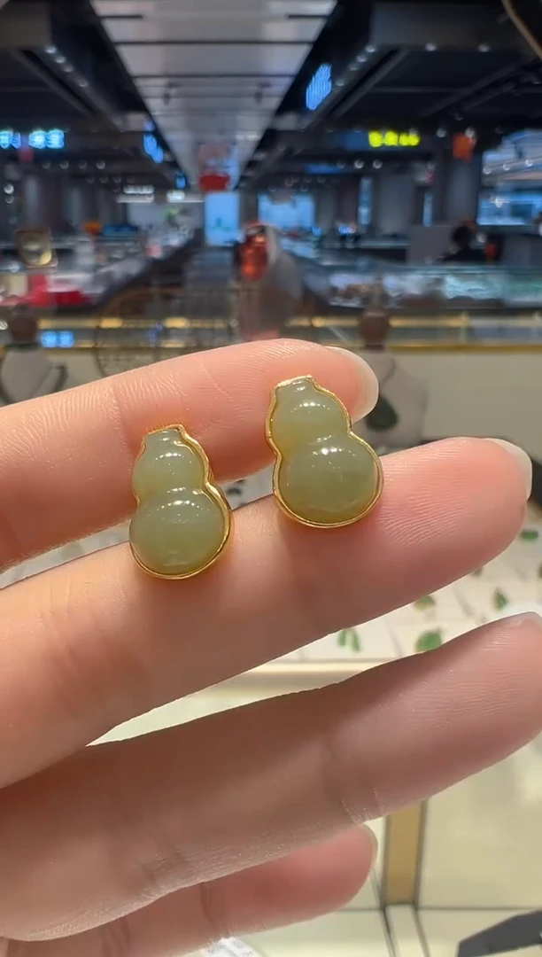 【闪购商品】和田玉耳饰银S925镶嵌13