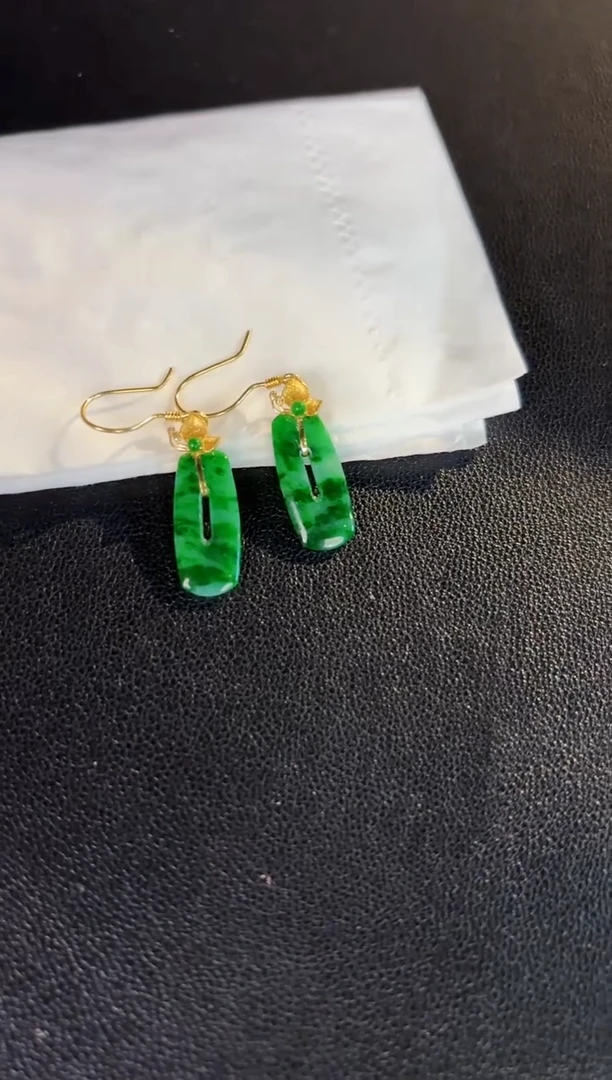 【闪购商品】翡翠耳饰18K金镶嵌缅料A货/支持复检/一件