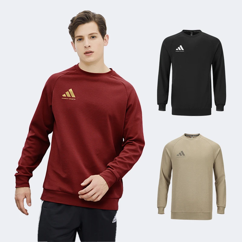 【阿迪官方正品】阿迪达斯新款黑白/灰棕运动棉质休闲长袖圆领卫衣