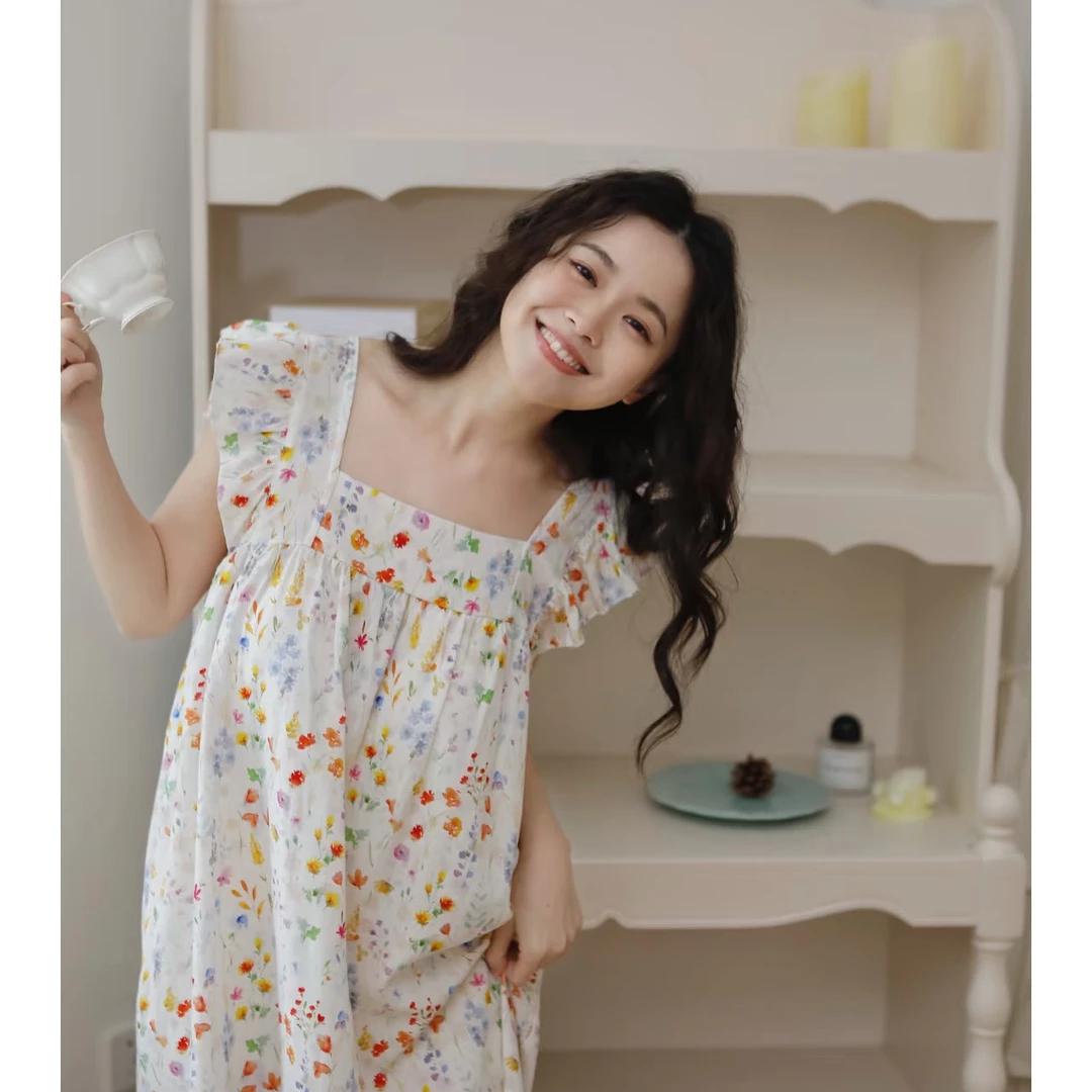 2号-睡衣女春秋捡漏云朵棉套装可外穿家居服吊带裙