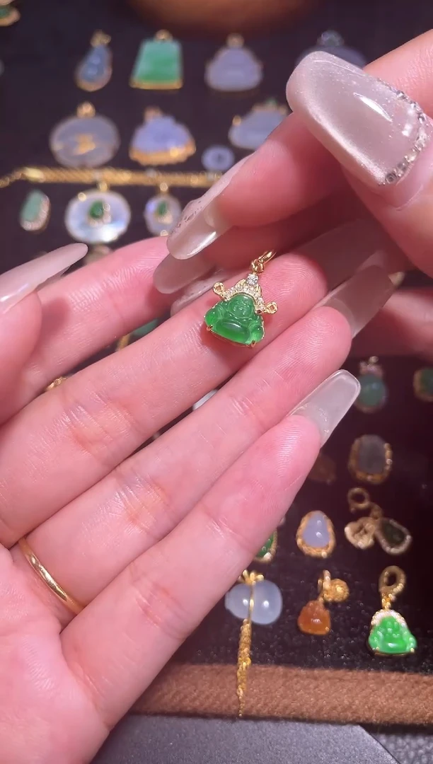 颈饰银S925镶嵌翡翠天然A货翡翠