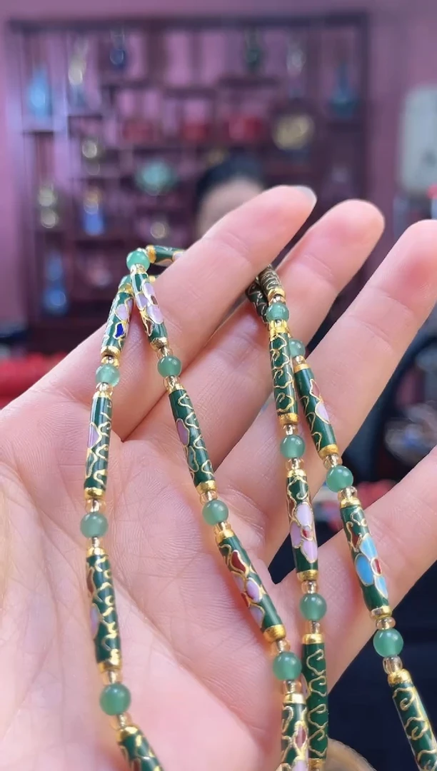 非遗 景泰蓝项链 竹节