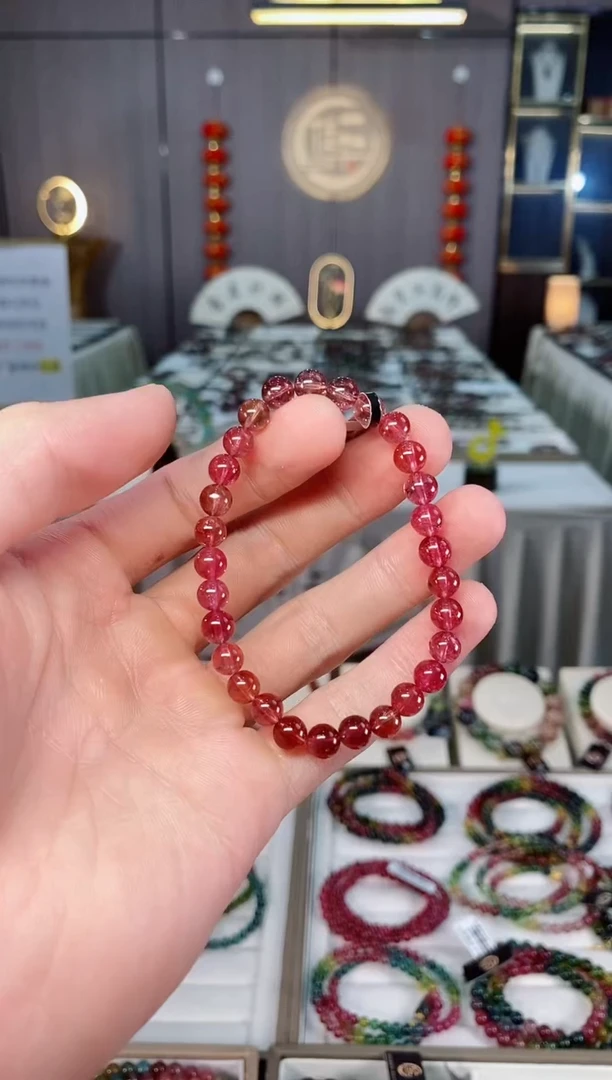 未镶嵌收藏级净体老矿碧玺单圈手串6mm+碧玺xion多样性发货一条