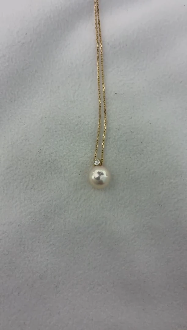 颈饰18K金镶嵌海水珍珠王妃吊坠9-9.5（赠送银链子