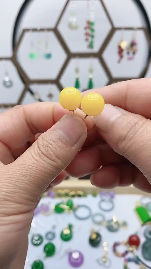 蜜蜡未镶嵌耳饰蜜蜡520