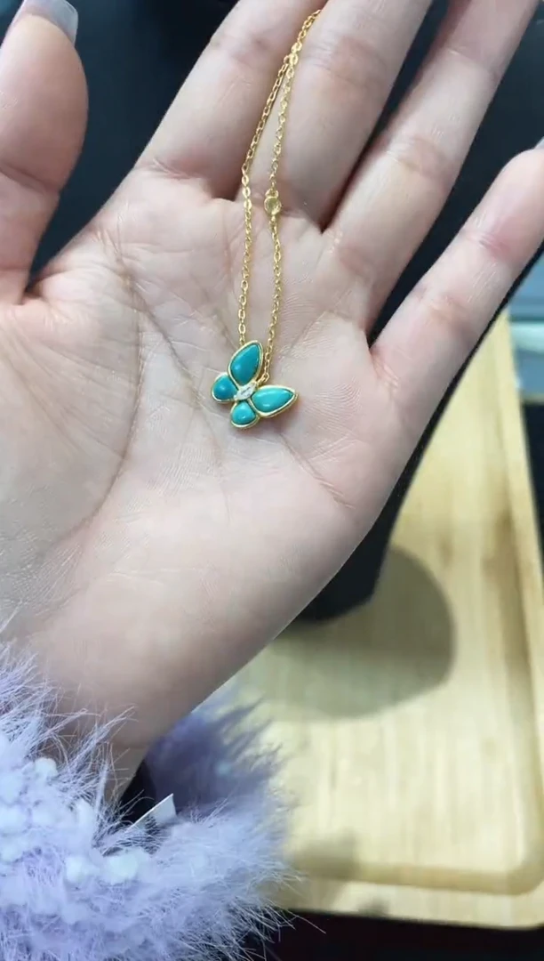 银S925镶嵌绿松石项链发货一件