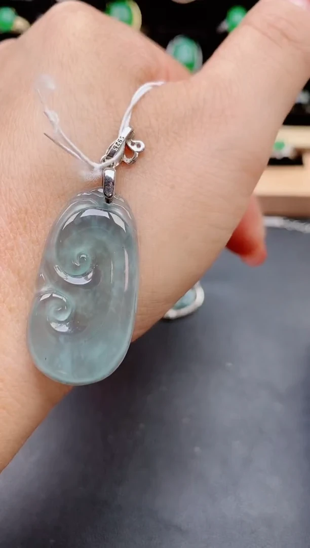 【闪购商品】翡翠吊坠(赠链)银S925镶嵌05800