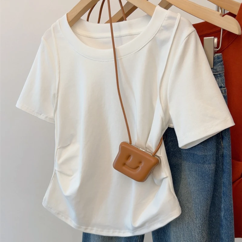 夏季胖mm新款大码女装短袖宽松百搭休闲纯色显瘦t恤甜辣上衣