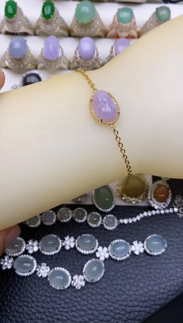 银S925镶嵌手链翡翠6890