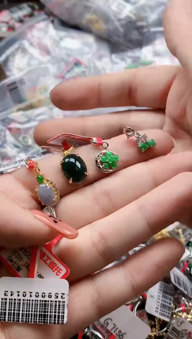 银S925镶嵌戒指翡翠天然A货缅甸翡翠