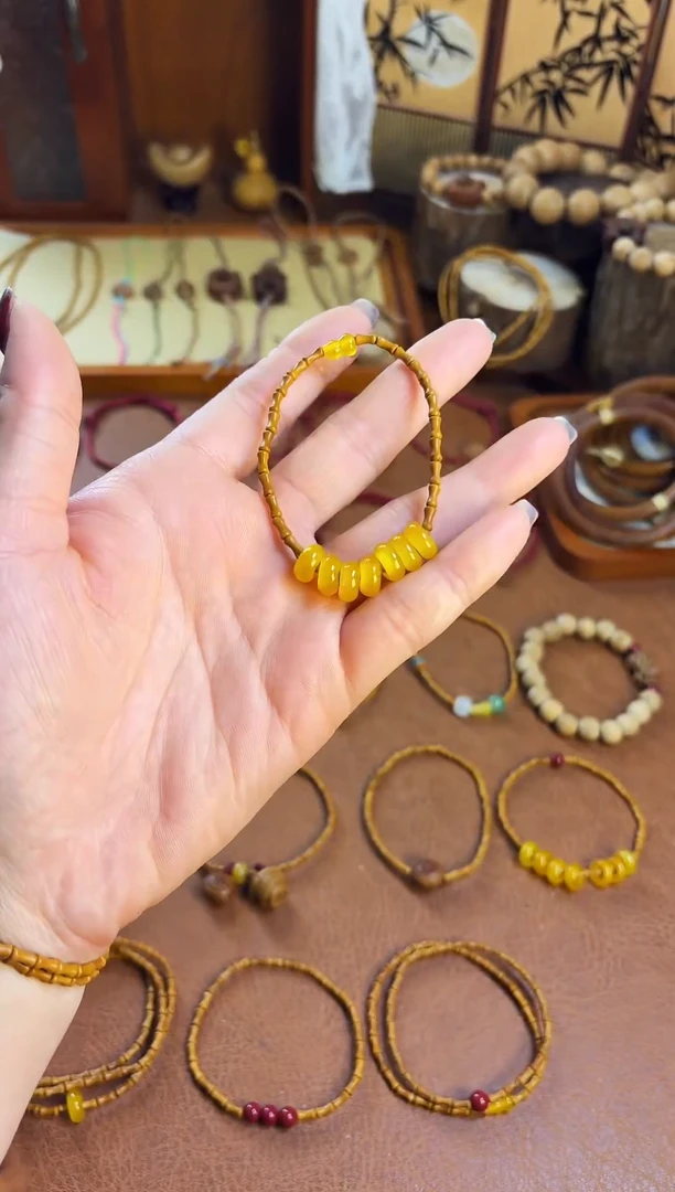 手串桃核古桃坊  竹节七宝福禄