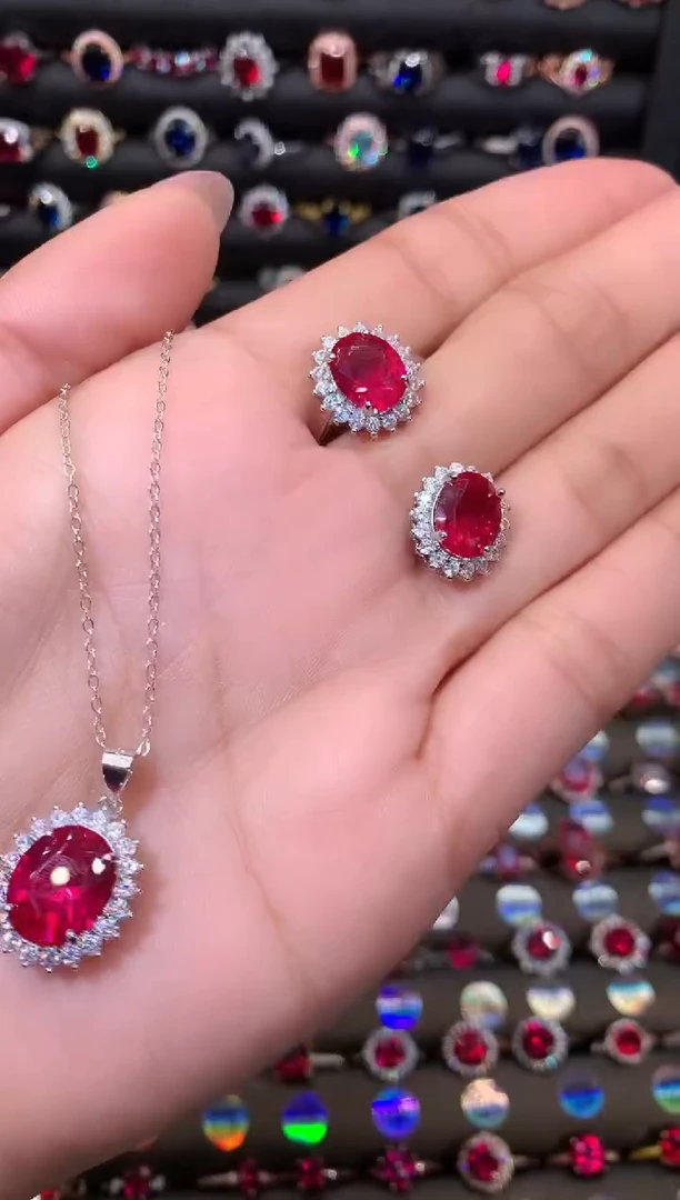 【闪购商品】红宝石吊坠(赠链)银S925镶嵌1