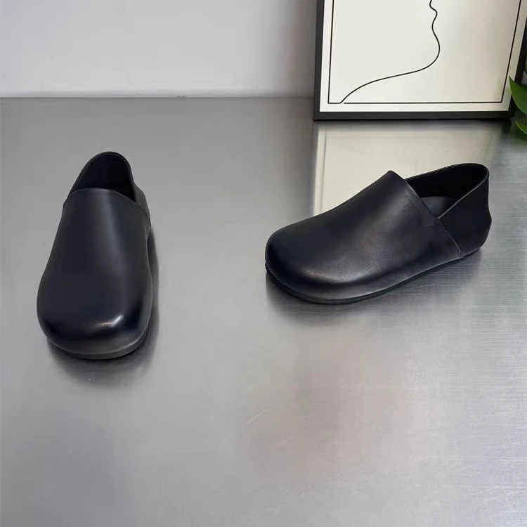 一脚蹬内增高春季博肯两穿鞋豆豆鞋休闲皮鞋时尚舒适单鞋平底复古