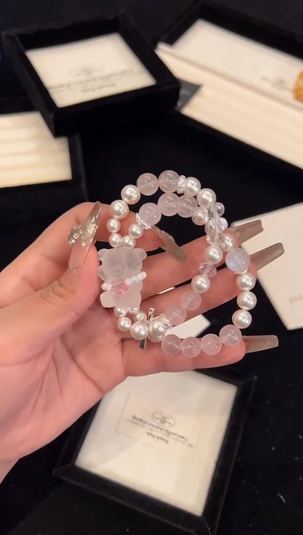 【闪购商品】水晶手链合金粉水晶双股手链x993